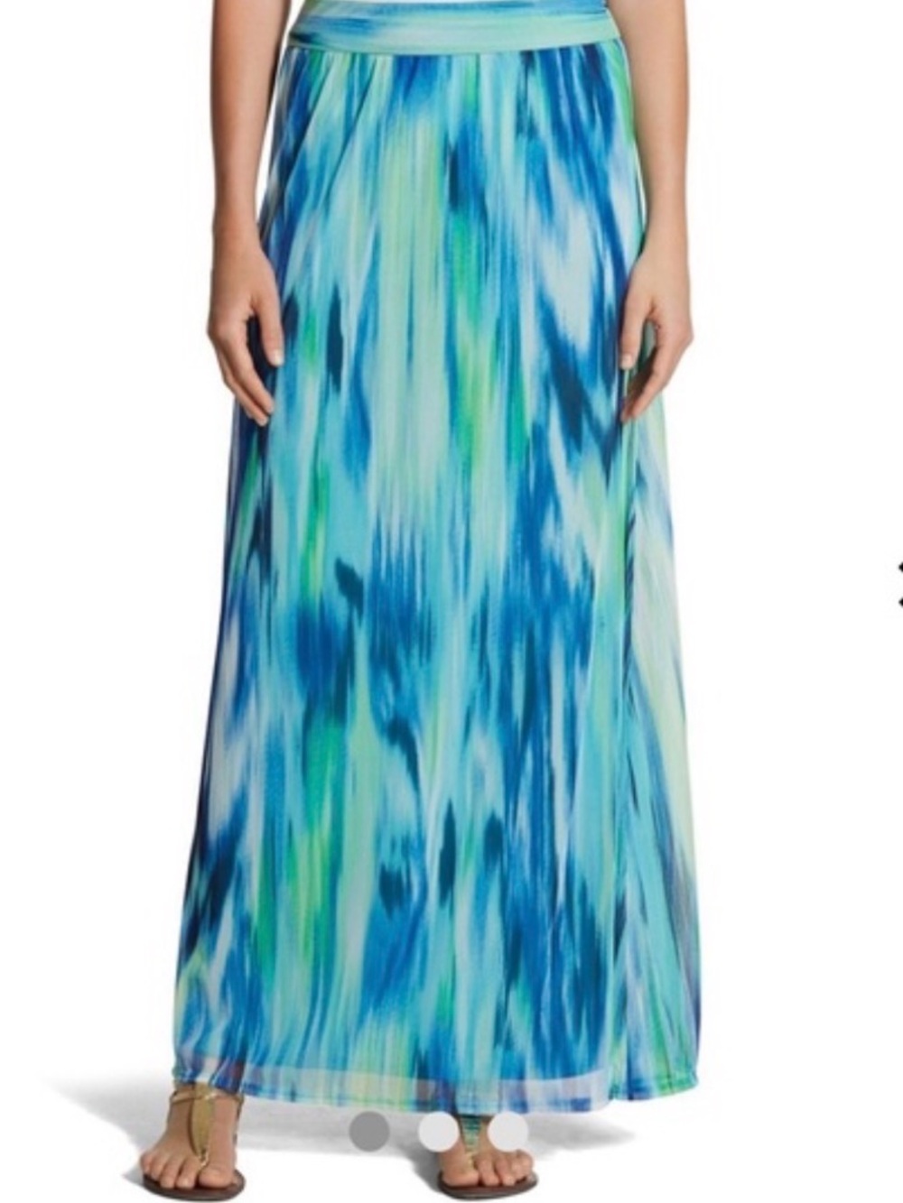 Chico's Blue and Green Watercolor Print Maxi Skirt Size 4-6